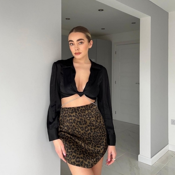 Zara * Satin Effect Leopard Animal Print  Cheetah Mini Skirt - Picture 8 of 16